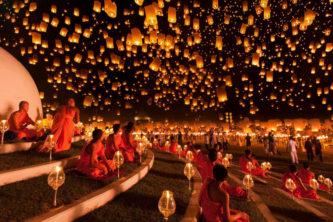 monks light the night up